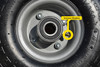 Close up of grease nipples for pneumatic wheels