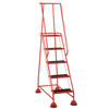 Five Tread Sucker Step with Platform in Red