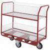 Mail room distribution trolley with diamond wheel configuration