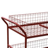 Close up of Ergonomic Handle of Mail Distribution trolley on a white background