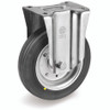 Steel Centre Castor with Black Rubber Tyre Fixed
