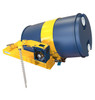 A Fork Mounted Drum Rotator with aloop chain carrying a drum against a white background