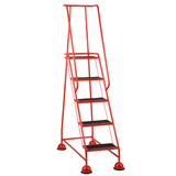 Five Tread Sucker Step with Platform in Red