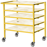 Plywood storage trolley with five tier shelves