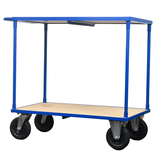 Shelf Trolley with Two Tiers and Pneumatic Wheels
