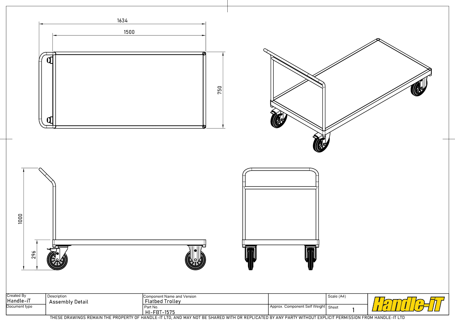 Flatbed Trolley Platform Truck with 1500 x 750mm Base