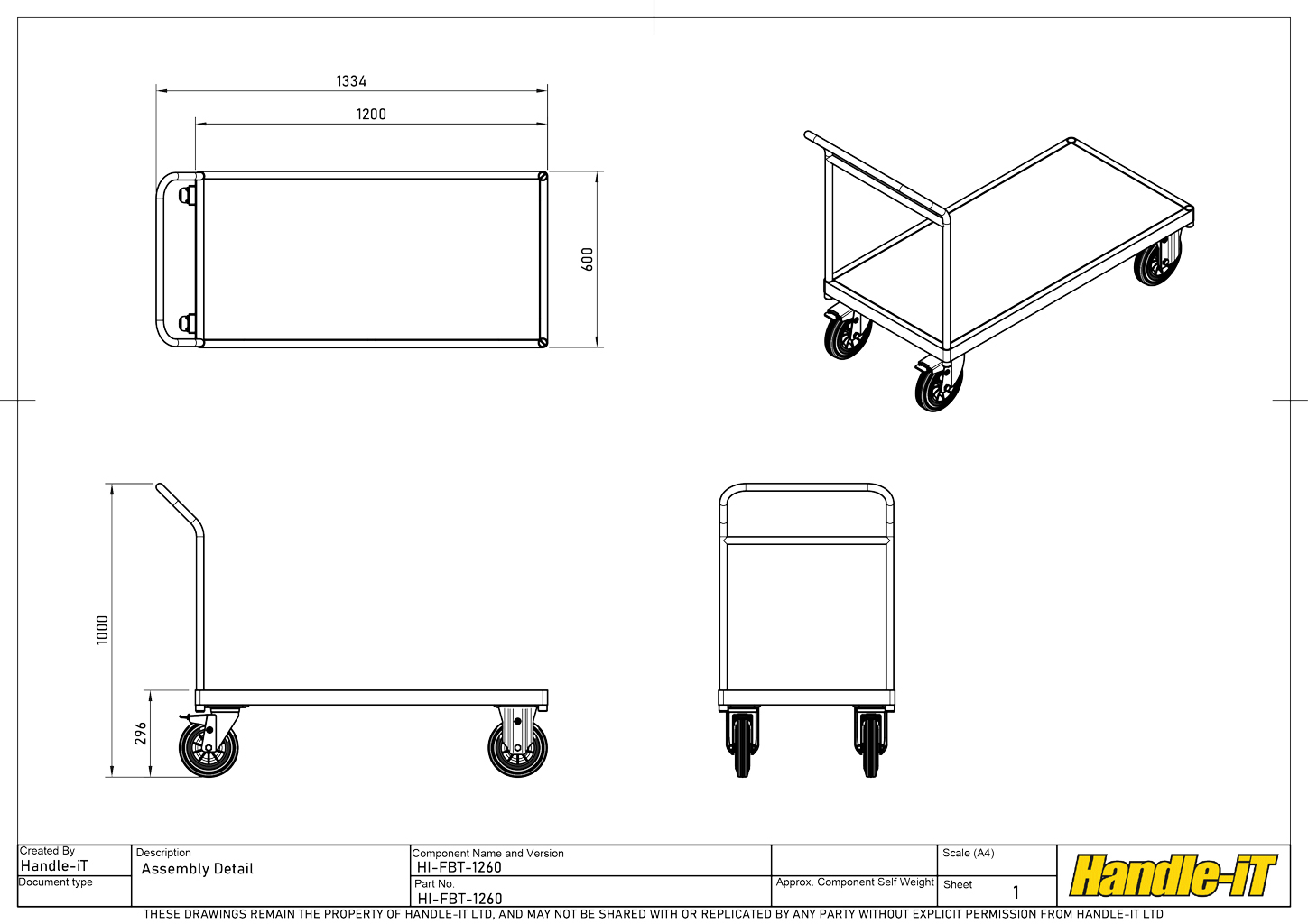 Flatbed Trolley with 1200 x 600mm base