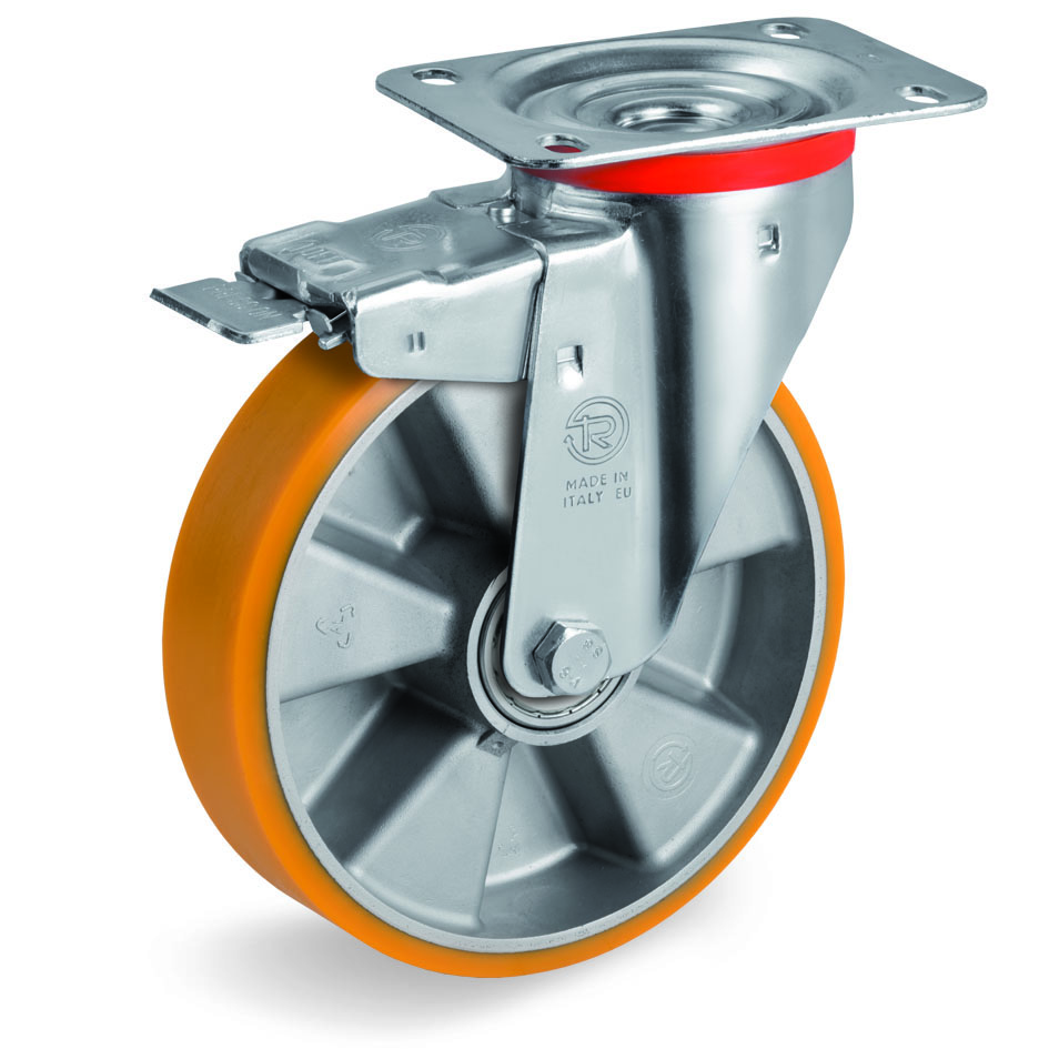 Aluminium Centre Castor with Polyurethane Tyre Brake