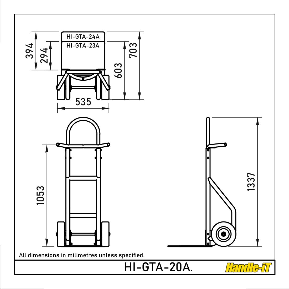 Sack Truck with High Back dimensions