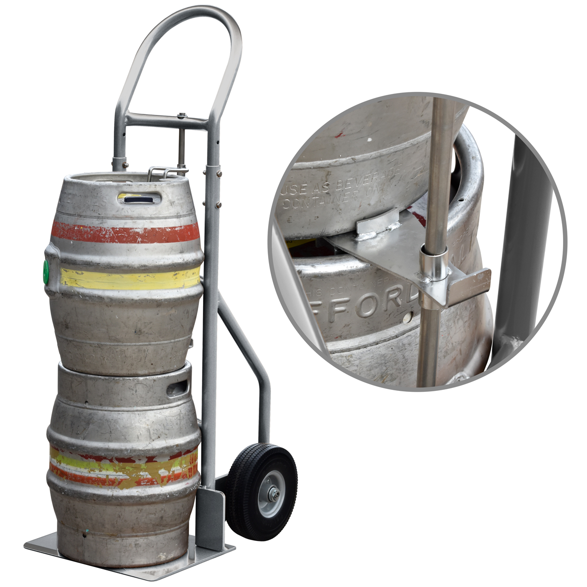 Double Keg handling Aluminium Sack Truck with kegs.