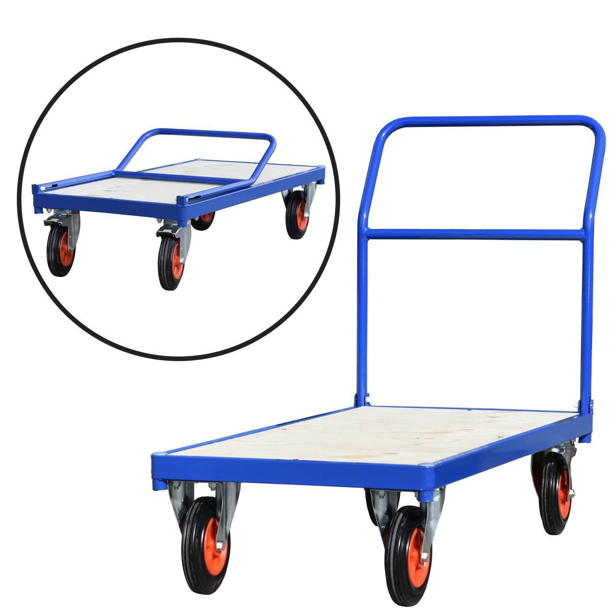 Folded Flatbed Trolley Hand Cart with Plywood Base