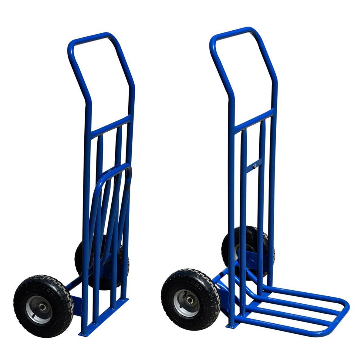 Folding sack truck with pneumatic air-filled wheels