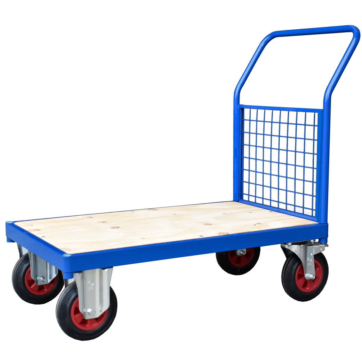 Heavy Duty Flatbed Hand Cart with single Mesh End and weatherproof plywood base Heavy Duty Flatbed Hand Cart with single Mesh End and weatherproof plywood base