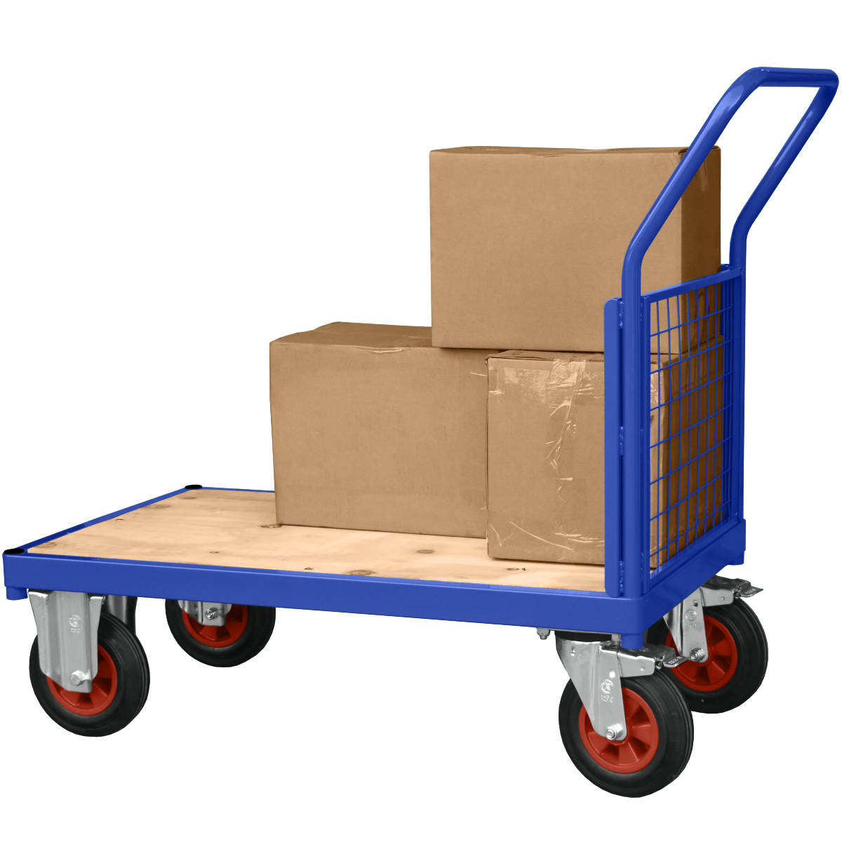 Heavy Duty Flatbed Hand Cart with weatherproof plywood base and single Mesh End Heavy Duty Flatbed Hand Cart with weatherproof plywood base and single Mesh End