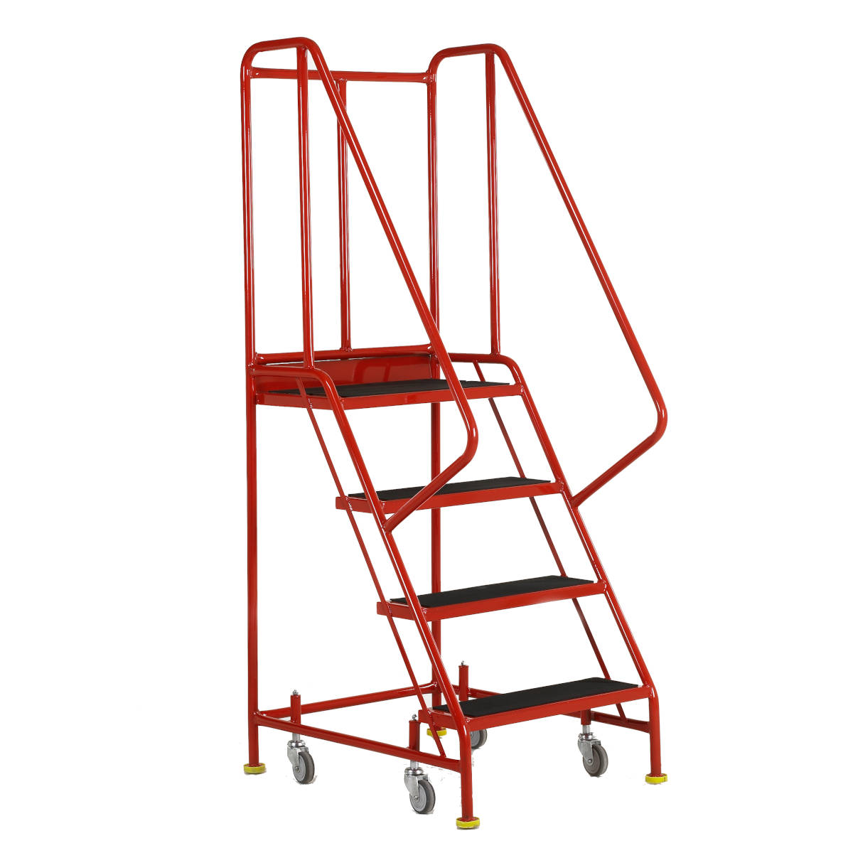 Four Tread Mobile Steps with Retracting Castors Four Tread Mobile Steps with Retracting Castors