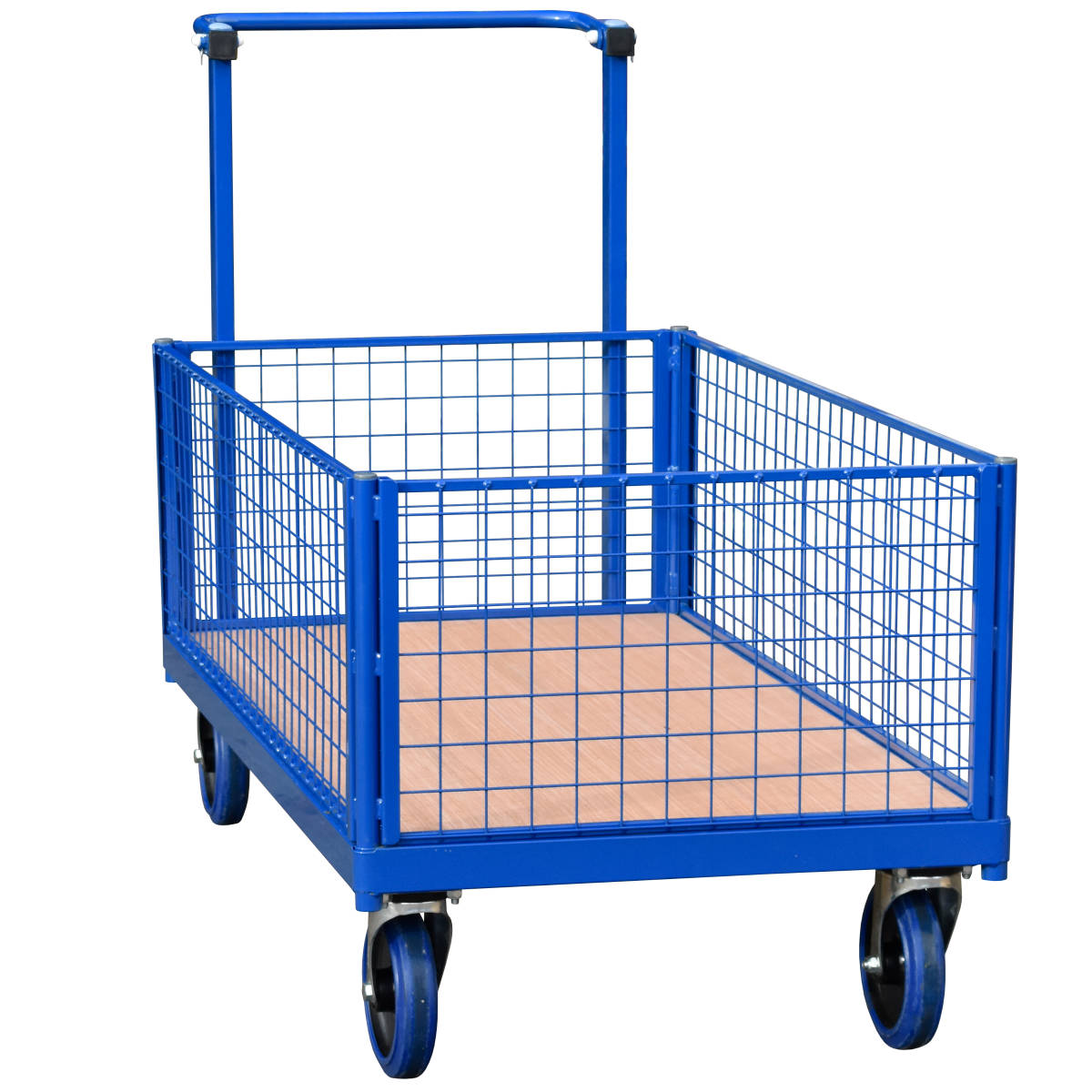Deadman Brake Platform Truck Cage Trolley with four removable mesh side panels and non-marking Resilex Wheels Deadman Brake Platform Truck Cage Trolley with four removable mesh side panels and non-marking Resilex Wheels