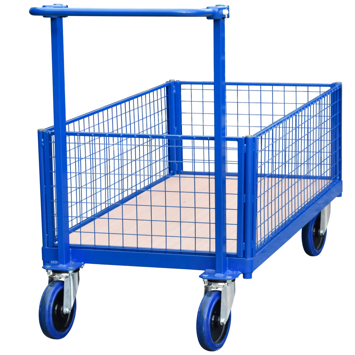 Deadman Brake Platform Truck Cage Trolley with Non-Marking Resilex Wheels, plywood base and four mesh side Deadman Brake Platform Truck Cage Trolley with Non-Marking Resilex Wheels, plywood base and four mesh side