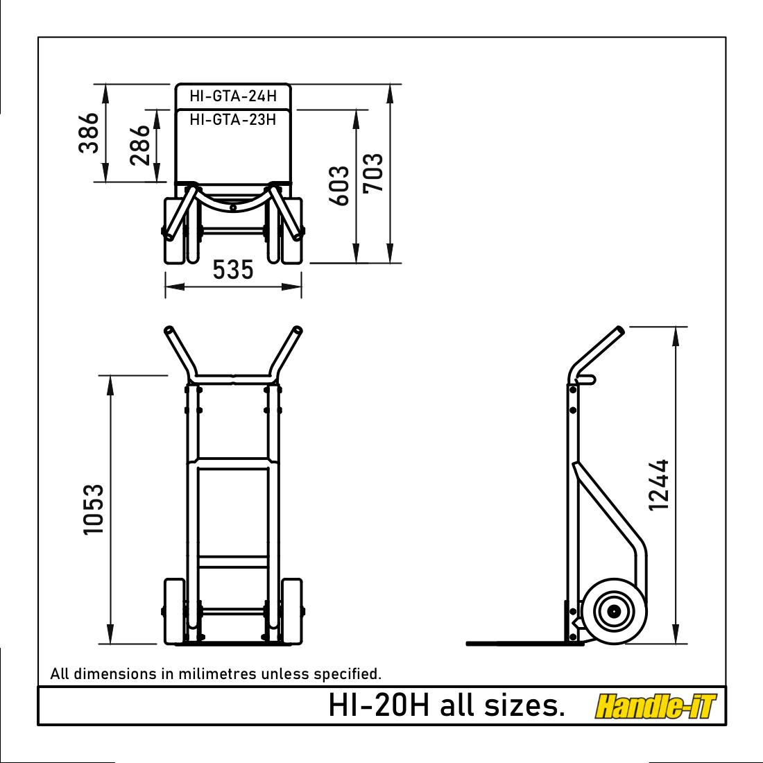 Sack Truck with straight back dimensions