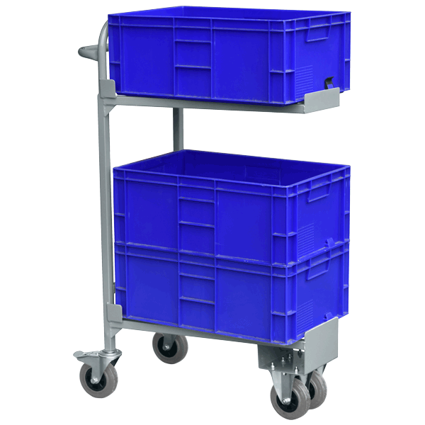 Hospital mail room box trolley with load
