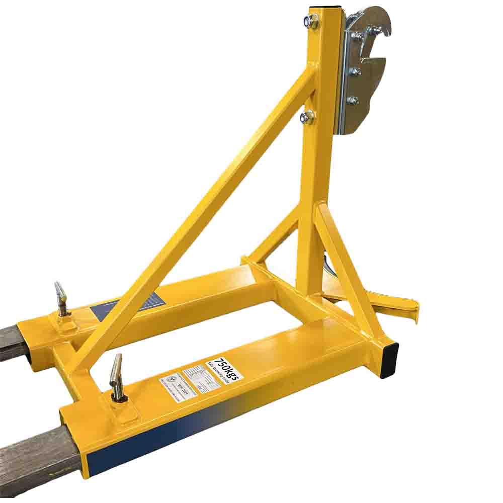 A single rim grip drum handler in yellow on a white background