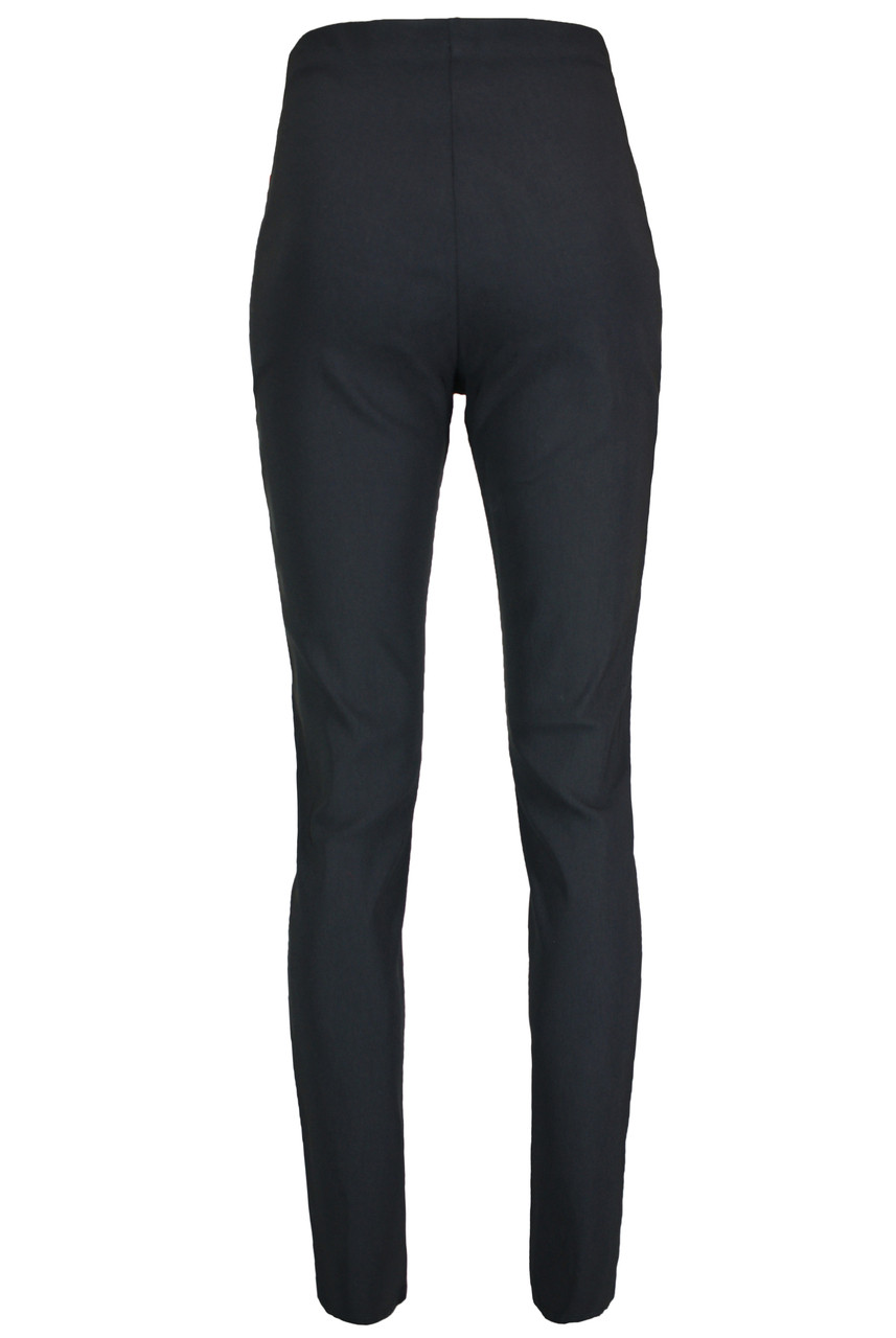 Ladies Plain High Waist Skinny Trousers - Black