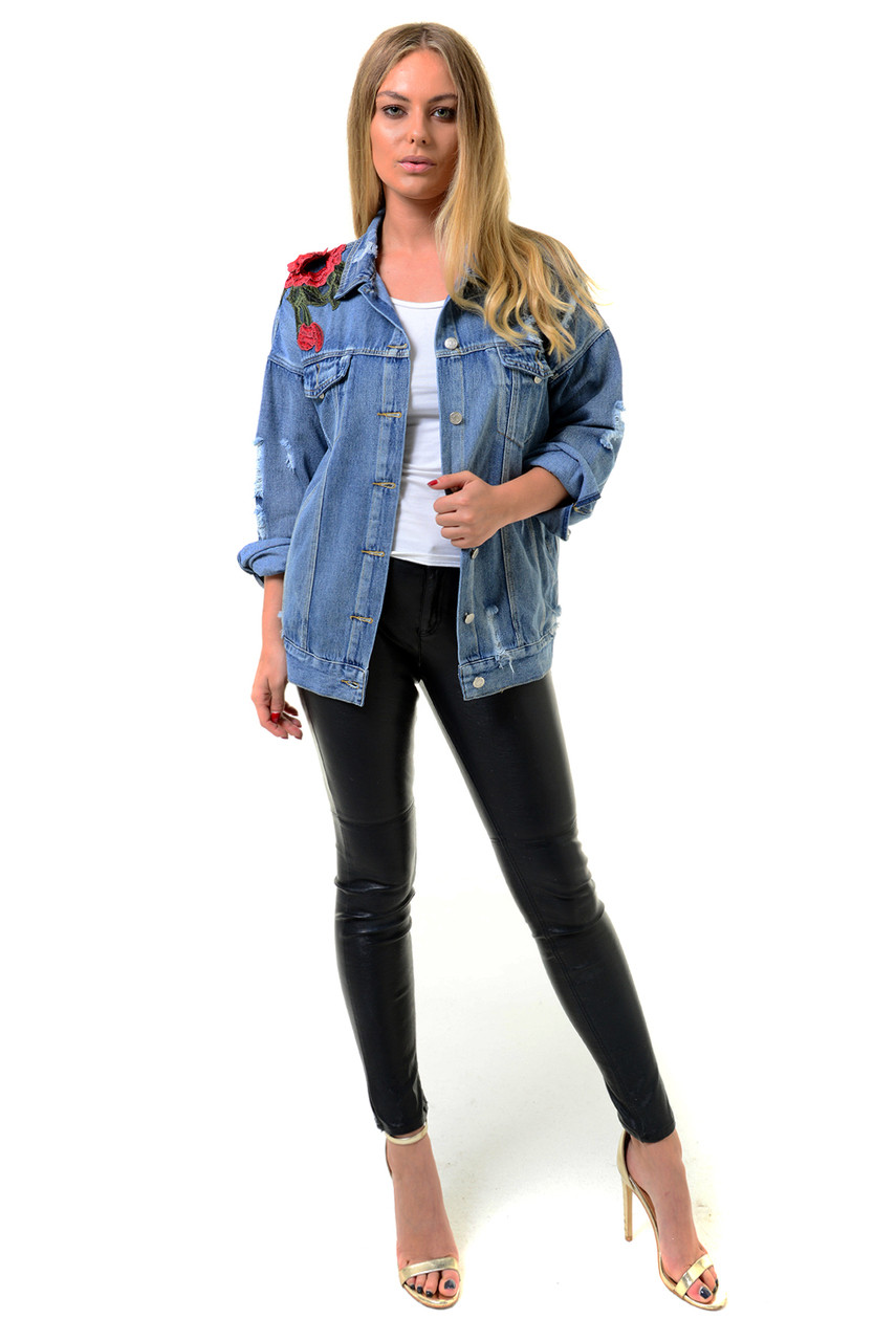 flower denim jacket