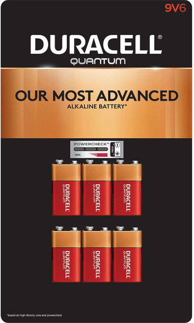 Duracell Quantum 9V Alkaline Battery With Powercheck QU1604 - 6 Pack