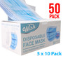 50 Pack Disposable Face Masks - 3 Ply