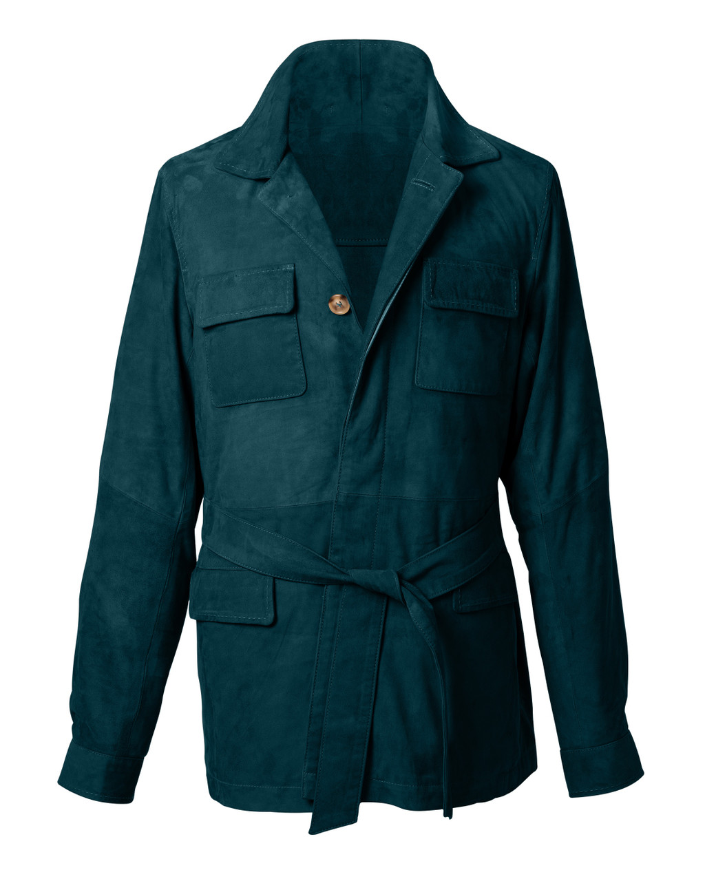 Belted Green Suede Safari Jacket