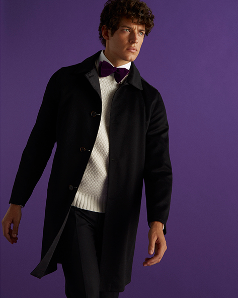 Charcoal Cashmere Reversible Trench Coat