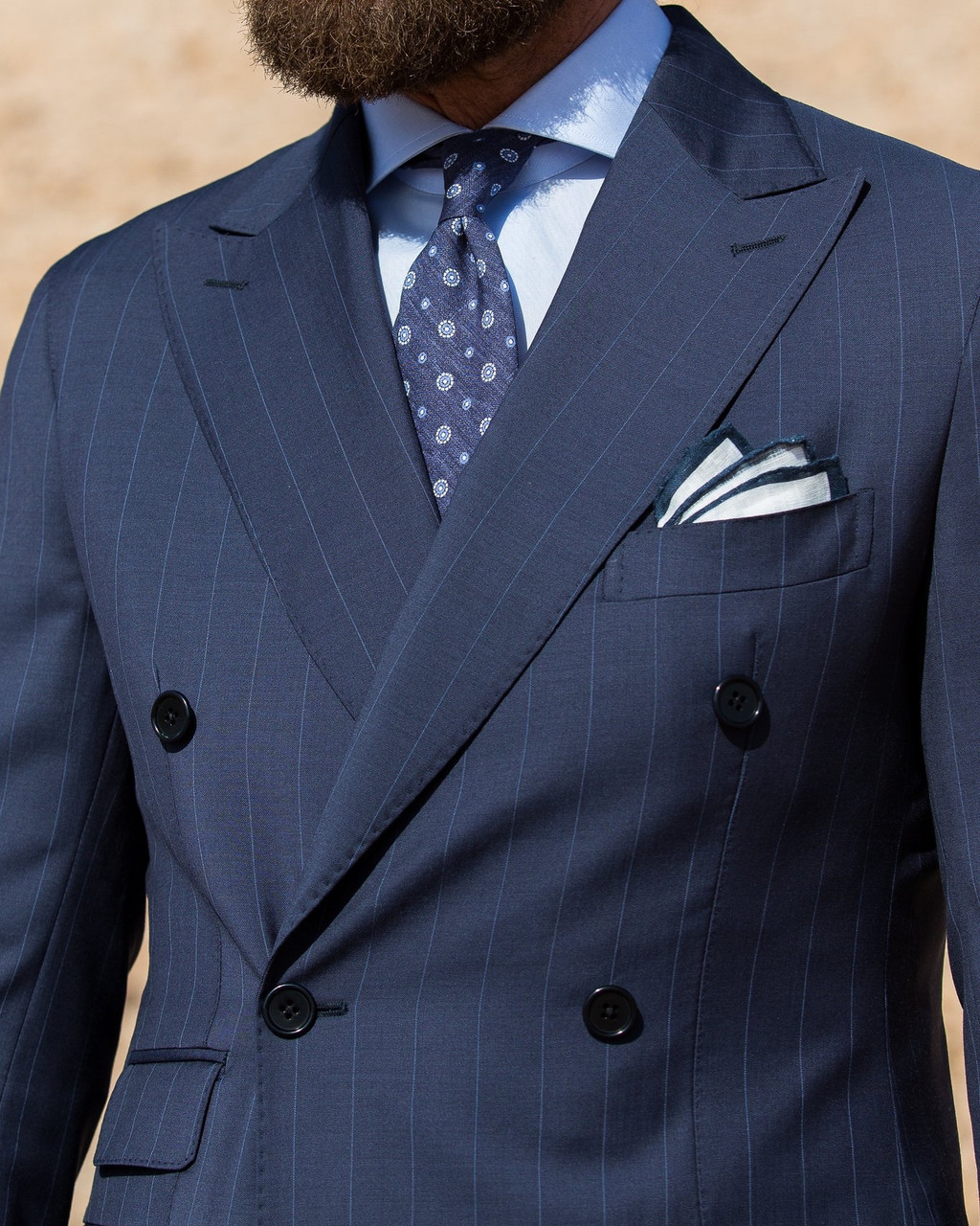 Blue Pin-Striped Double Breasted Suit