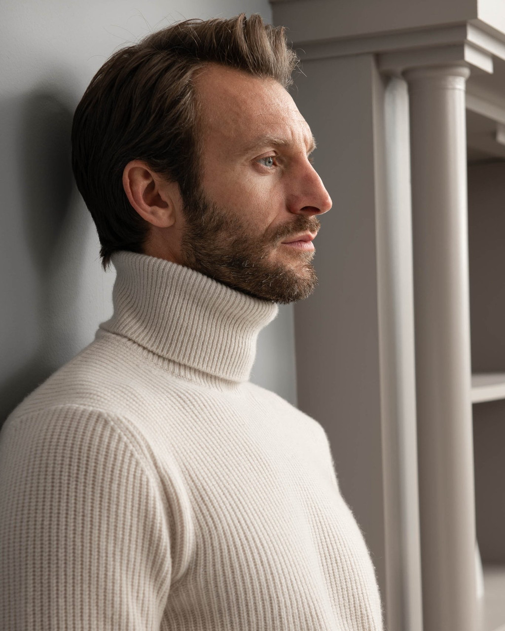 Off-White Ribbed Cashmere Turtleneck