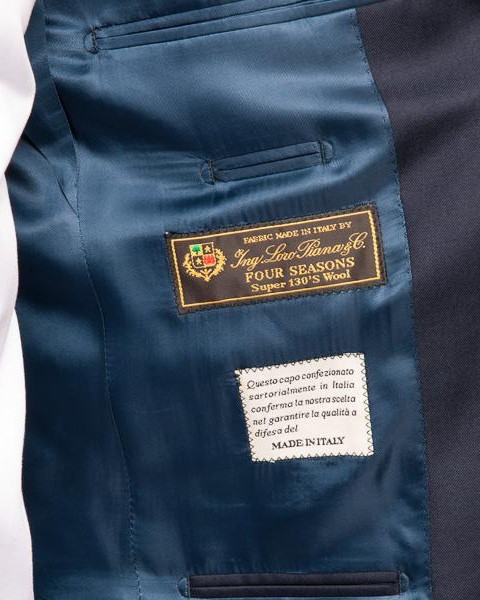 Blue Full Canvas Loro Piana Wool Suit