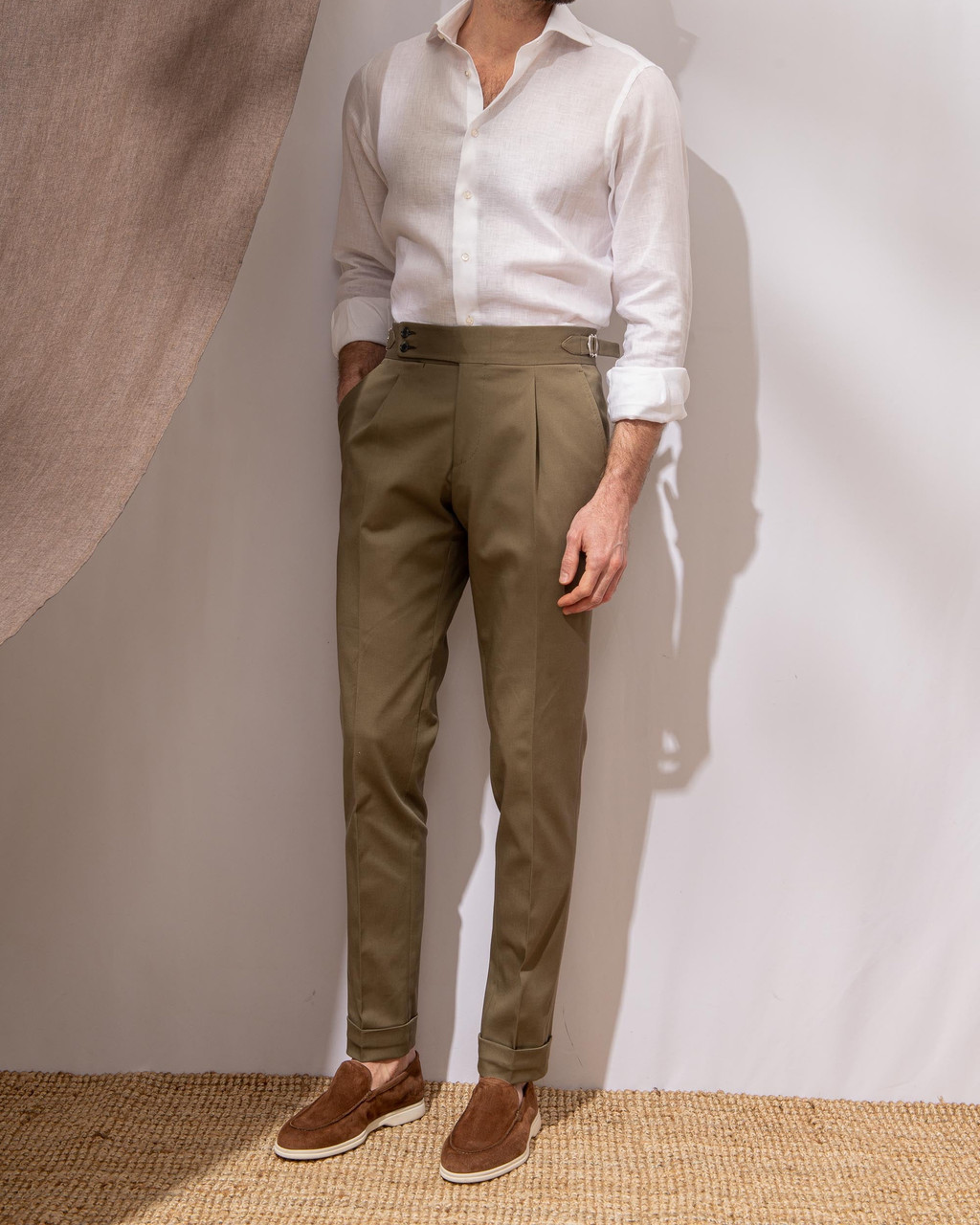 CHINO01.16 - 9.2oz Organic Cotton Twill Chino Relaxed Fit - Khaki | James  Dant