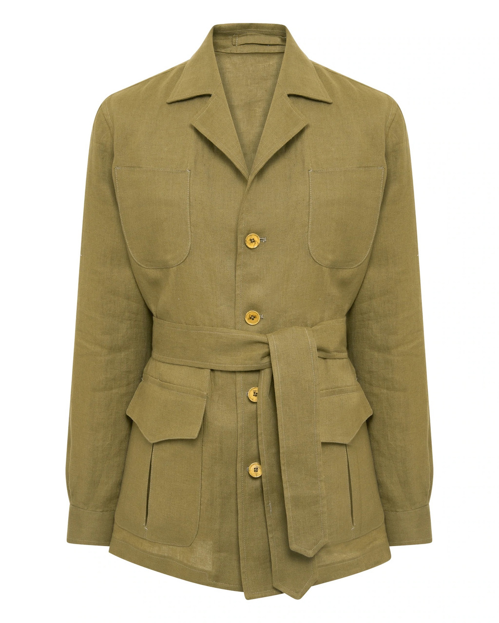 Beige Linen Zip Up Saharienne Jacketロエベ Beige suede sahariana jacket