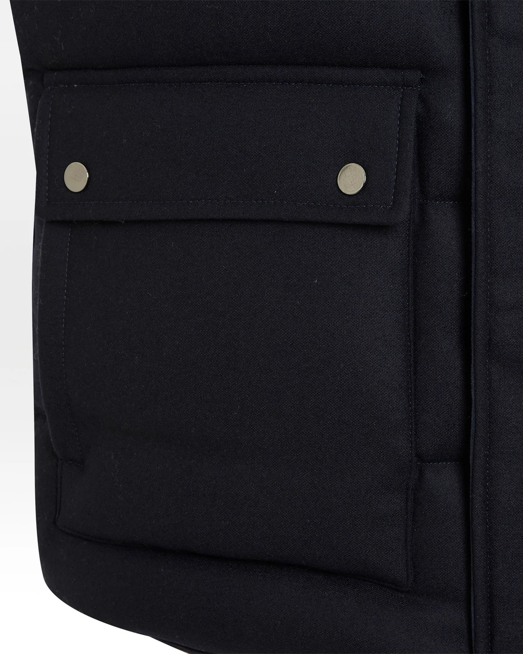 Navy Sleeveless Down Vest in a Loro Piana Storm System