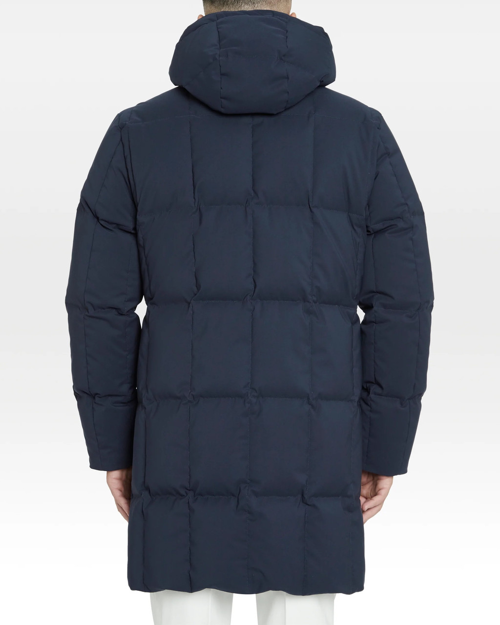 Navy Puffer Jacket in a Loro Piana Storm System