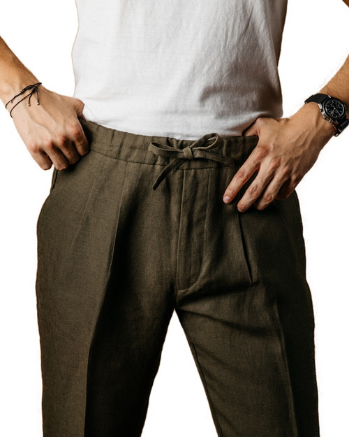 Buy Dark Rye Linen Pants | Casual Brown Linen Pants for Men Online |  Andamen - PEP