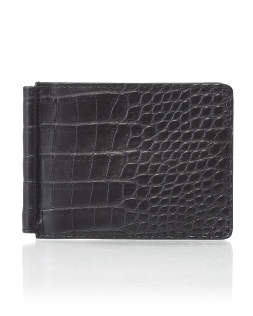 Black Semi Matte Alligator Money Clip