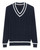 V-Neck Navy Blue Cotton Sweater