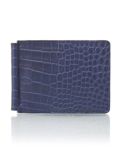 Money Clip Wallet dark blue semi matte alligator - Maison Jean Rousseau