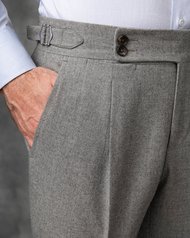 PANTHER Grey Flannel Trousers - Eduardo De Simone - Eduardo de Simone