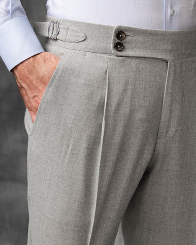 パンツ Bespoke Grey Flannel Trousers Highgate Light Grey Flannel Pants - A.i. Perfect Fits