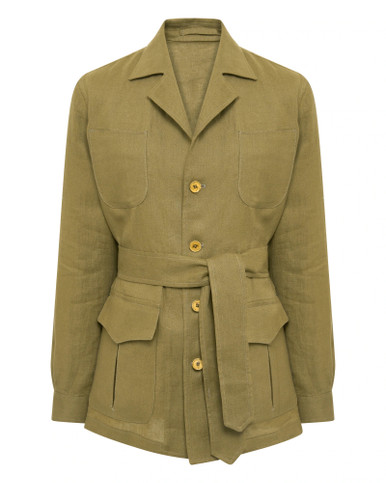 Beige Linen Zip Up Saharienne Jacketロエベ Beige Linen Zip Up Saharienne Jacketロエベ