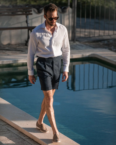 strøm Løsne Tag telefonen Blue Linen Shorts