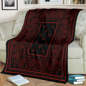 Ultra Plush Black and Red Fleece Bandana Blanket