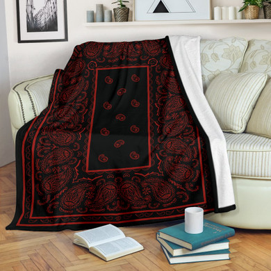 Ultra Plush Black and Red Fleece Bandana Blanket
