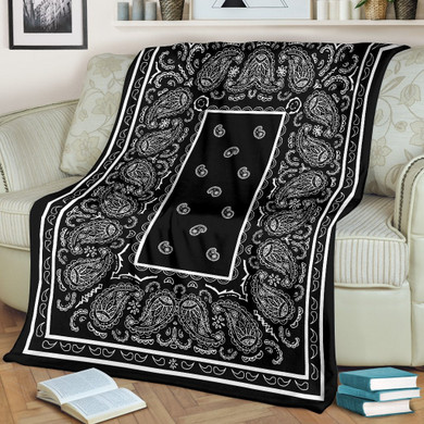 Ultra Plush Black Bandana Blanket