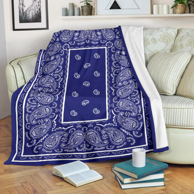 Ultra Plush Blue and White Bandana Throw Blanket