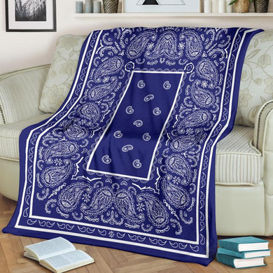 Ultra Plush Blue and White Bandana Throw Blanket